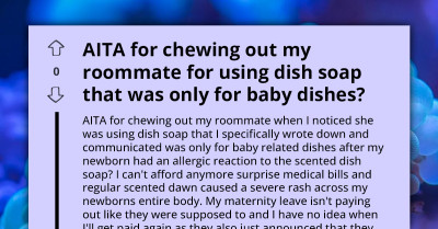 Cash-Strapped Mom Upset Over Roommate Using Baby's Dish Soap, Redditors See Bigger Issues