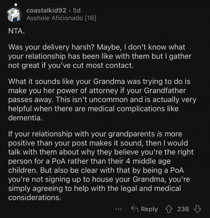 Oddly, the grandparents are considering Op instead of their four other children.