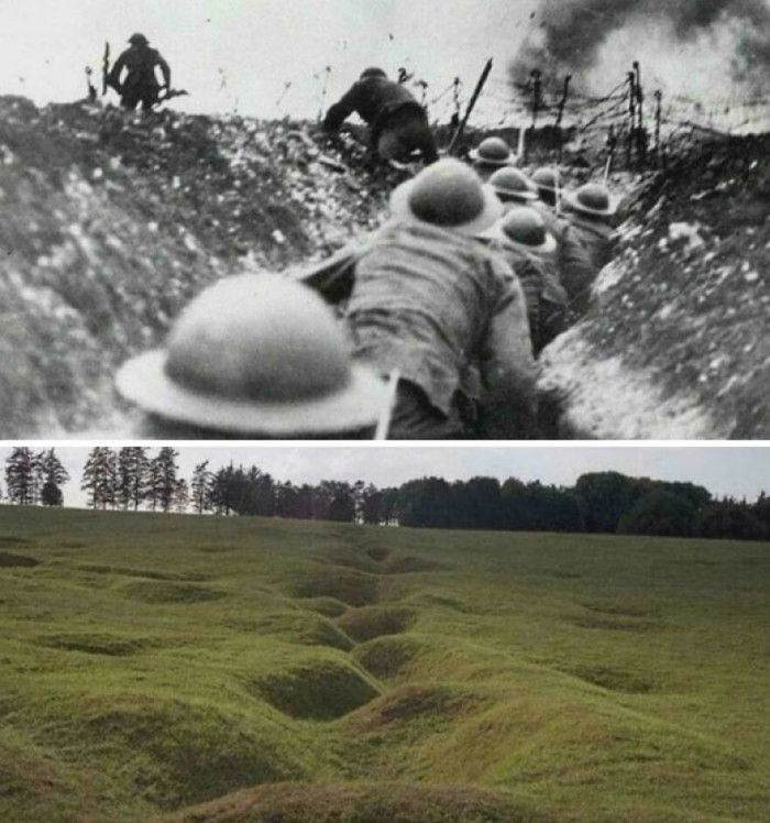 "The Trenches of World War I Then and Now"