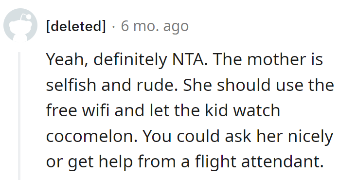 Free Wi-Fi and Cocomelon: the ultimate solution to airborne peace. Mom's got a ticket to courtesy, not rudeness!