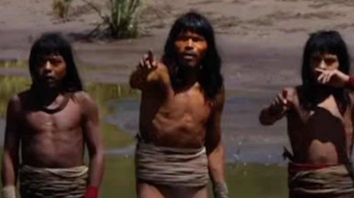 Explorer stands near lush Amazon rainforest, highlighting uncontacted tribe land threatened by deforestation