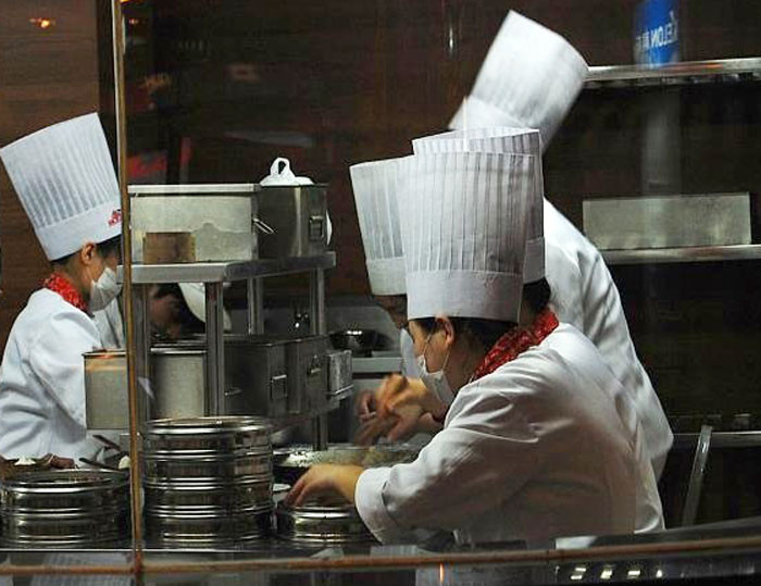 Working in a kitchen