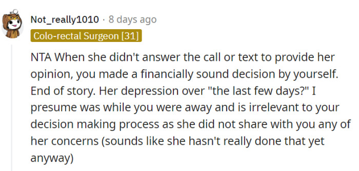 If she answered on time, maybe she would have understood?