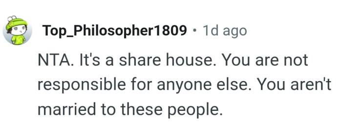 The OP is not responsible for anyone else