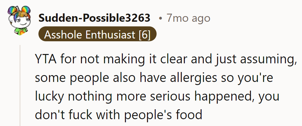 YTA. In the potluck of life, clarity is the best seasoning.