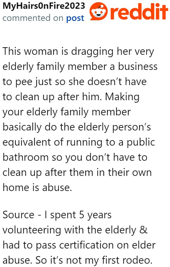 A professional told the OP that this is considered elder abuse.