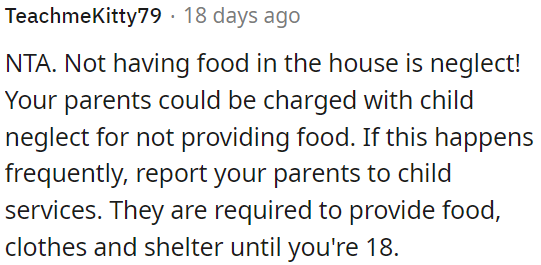 Neglecting to provide food at home is a serious issue.
