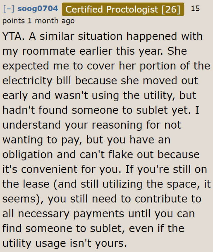 Since he's part of the lease, he needs to pay for every utility until the time he leaves. He shouldn't back out just because it's convenient.