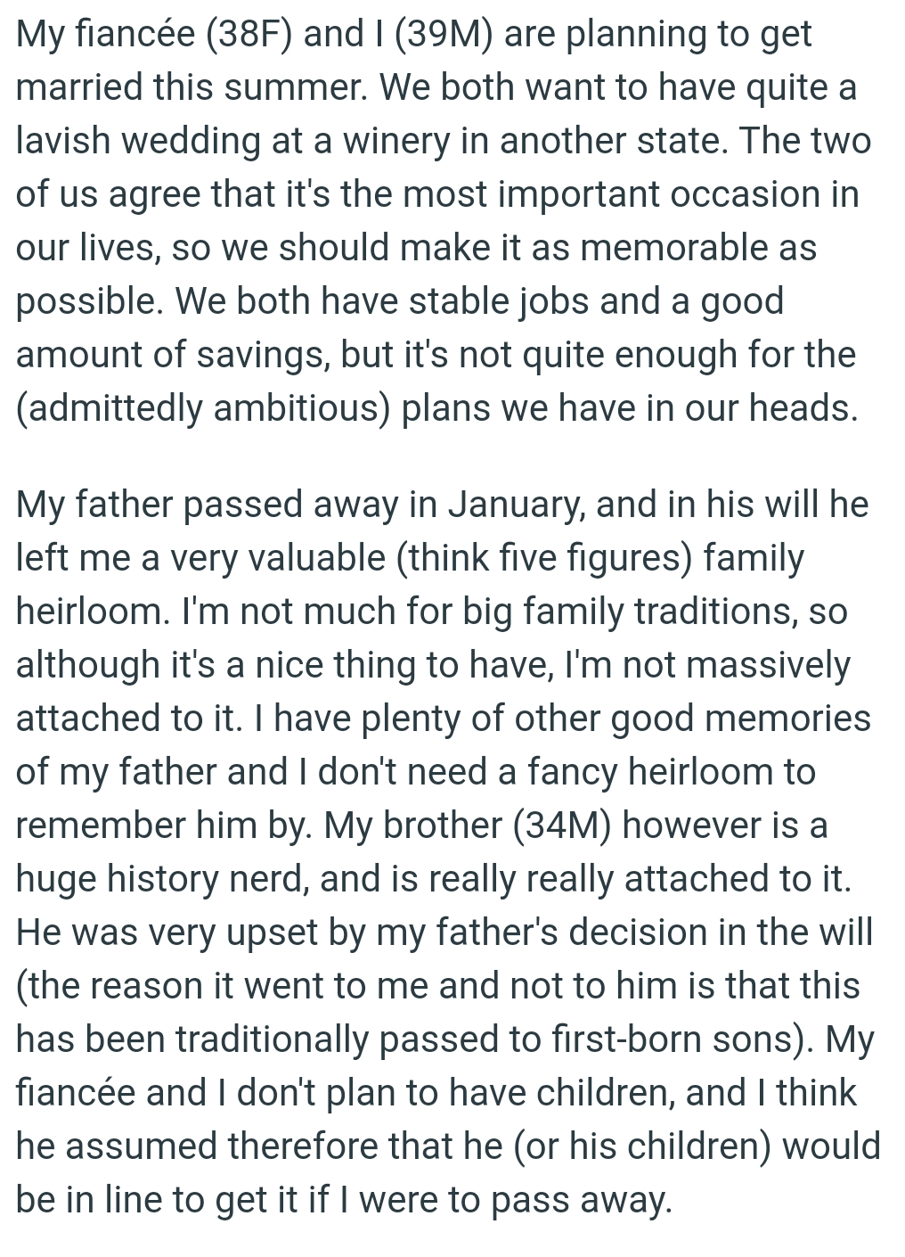 OP Has Plenty of Other Good Memories of His Late Father and He Doesn't Need a Fancy Heirloom