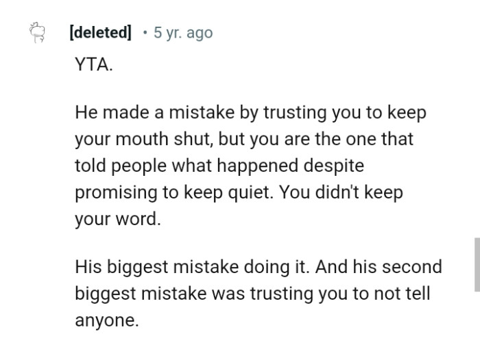 The OP did not keep her word