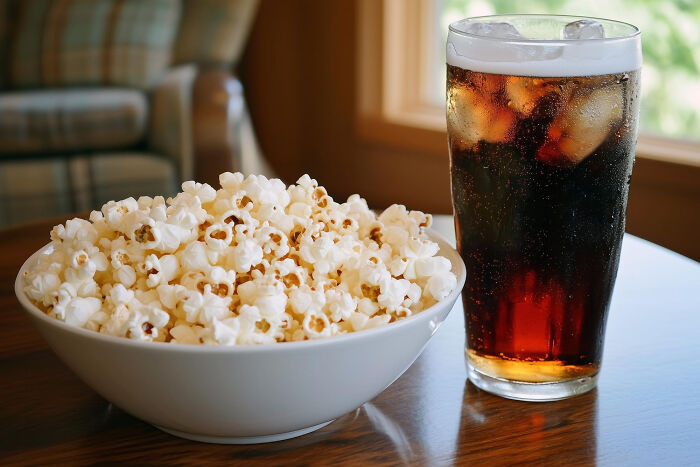 "I poured soda into a bowl. "