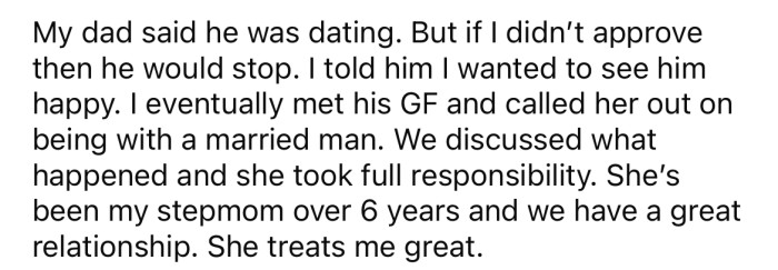 The OP now has a great relationship with his stepmother.