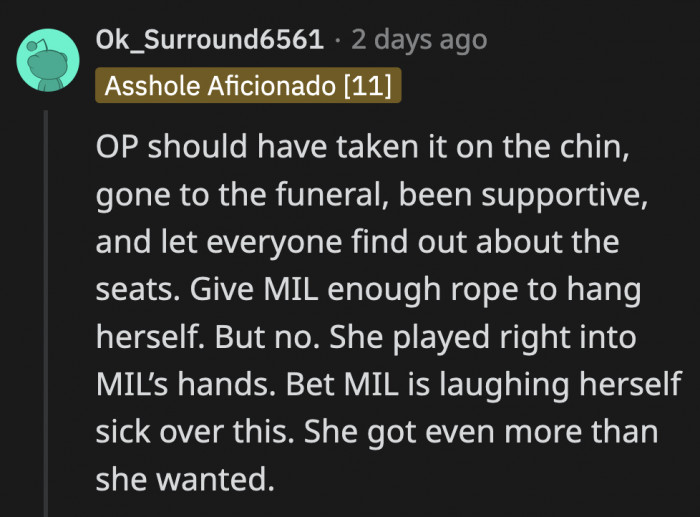 OP should have done what her husband said: 