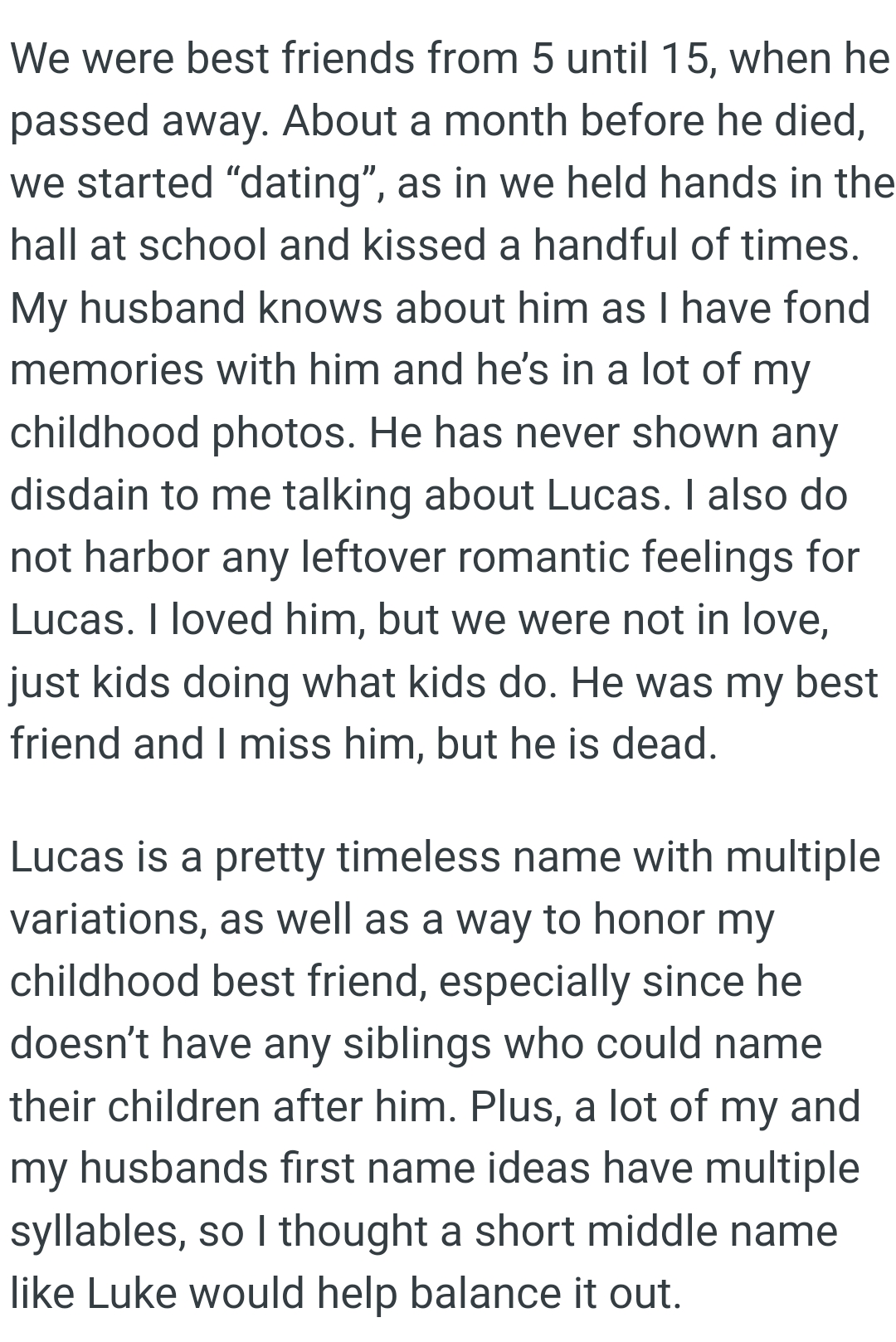 The OP Does Not Harbor Any Leftover Romantic Feelings for Lucas