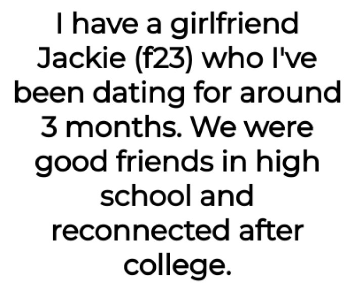 The OP now has a girlfriend