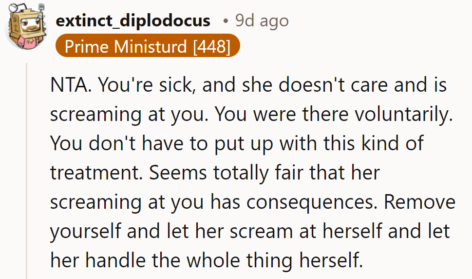 Sick of the screams and sick, period? Sounds like it's time for a solo performance in her one-woman show.
