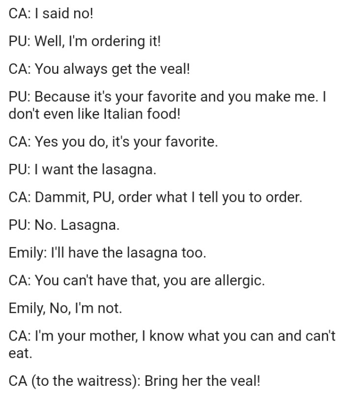 You can't have that as you're allergic