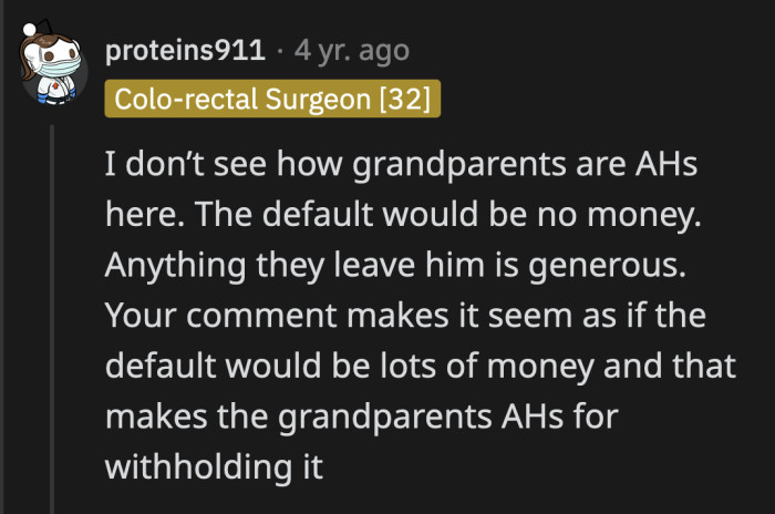 Assuming that he will receive nothing is best; that is true.