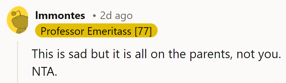 A sad situation indeed, but the responsibility lies with the parents, not OP.