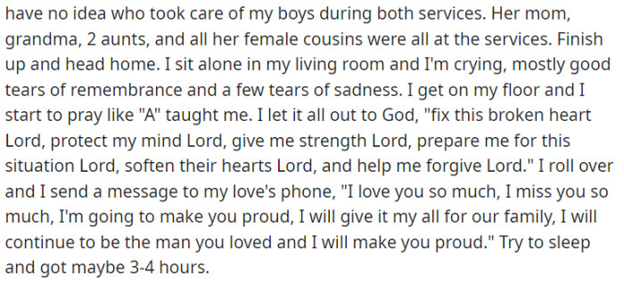 After the services, OP returned home