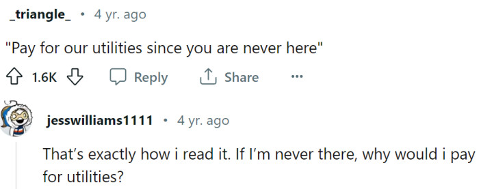Why would you pay for utilities if you are never there?