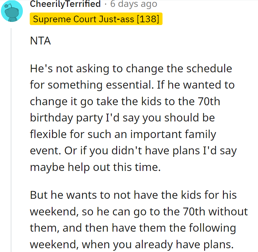 So, he wants a kid-free party warm-up? Sounds like he's mixing up his priorities!