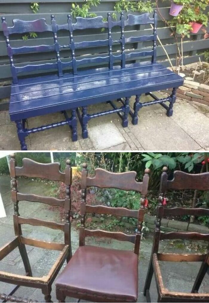 If you have old chairs, make a sitting bench