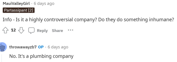 Someone finally asked the question that we all wanted the answer to. We wanted to know what kind of company it was that caused such a controversial argument within his family. It turns out, it's not that exciting of a company.