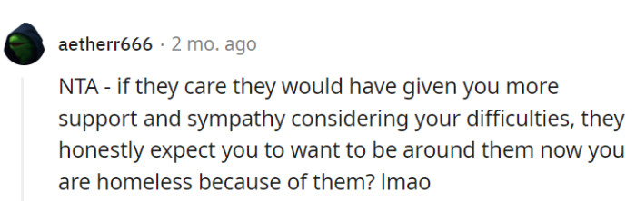 Genuine care involves support, not eviction...