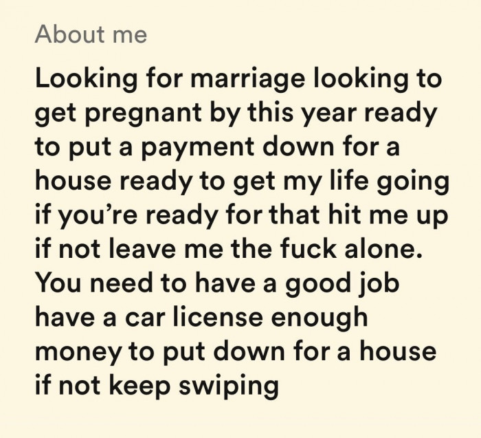 5. Risk all your savings and life on me, and I will let you impregnate me.