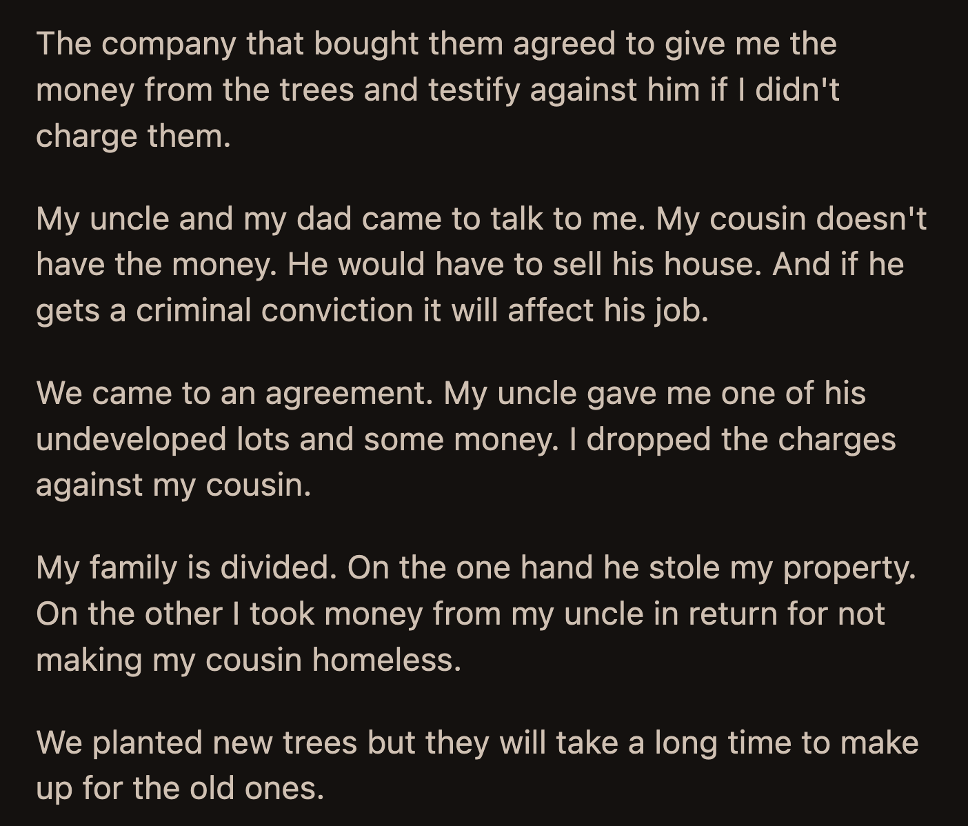 OP's cousin went berserk when he got served. OP's dad and their cousin's dad talked to OP. They wanted OP to be lenient with their cousin.