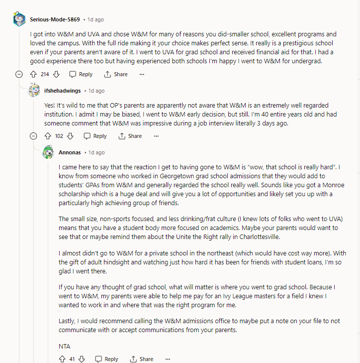 It really is a prestigious school, even if your parents aren't aware of it.