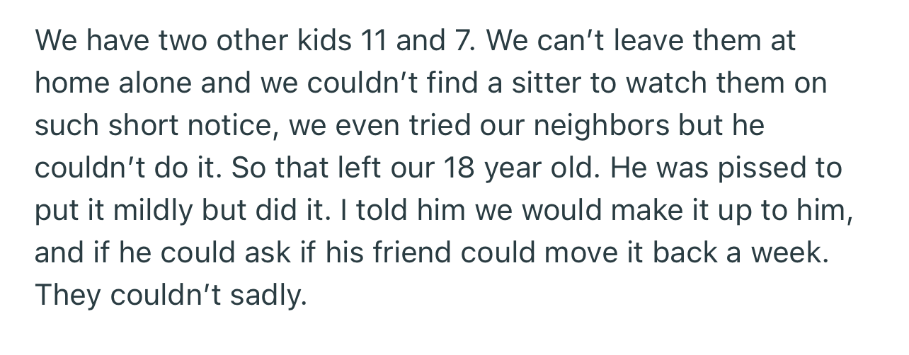 The Couple Made Their Son Miss His Road Trip to Watch His Little Siblings So That They Could Visit MIL and FIL at the Hospital