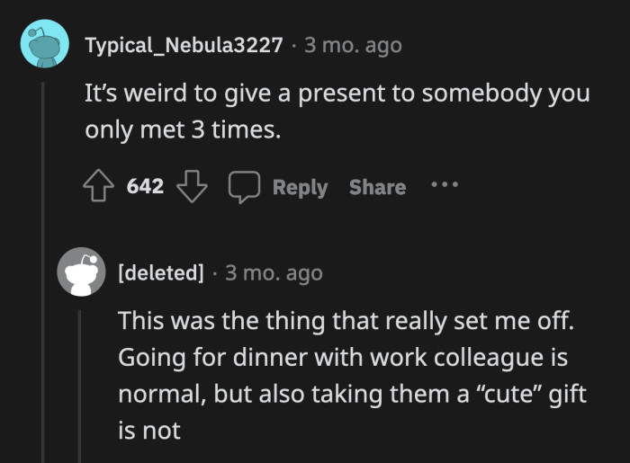 Did he just hope that she would show up so he could hand her the present he brought from home?