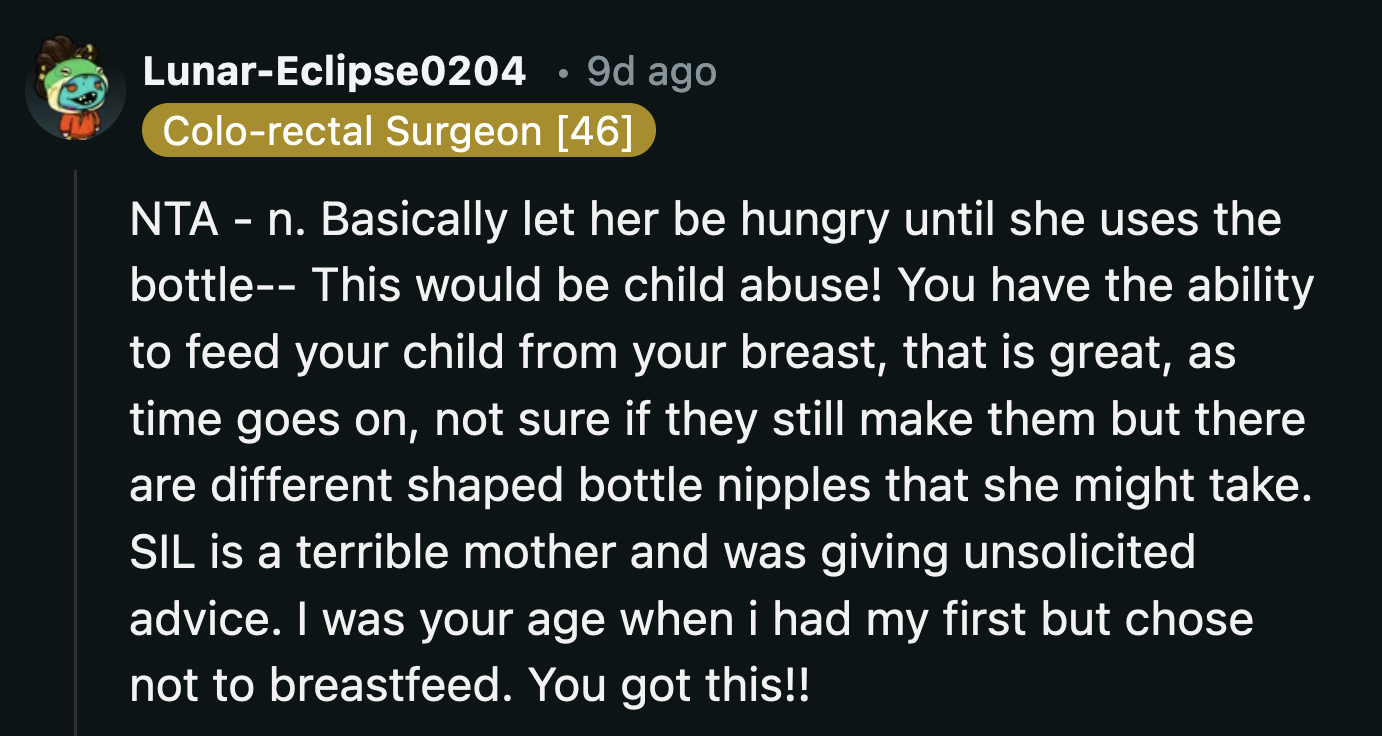 The advice her sister-in-law gave OP was not only unsolicited, but it was also terrible.