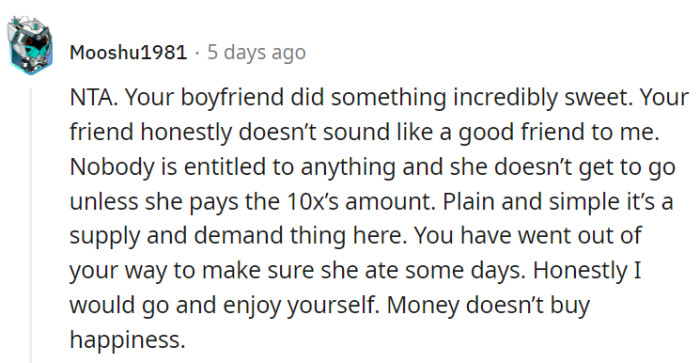 It's not OP's obligation to make her happy, anyway!