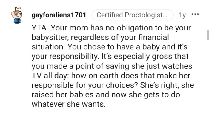 The OP chose to have a baby so it's her responsibility