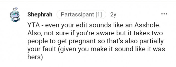 It takes two people to get pregnant