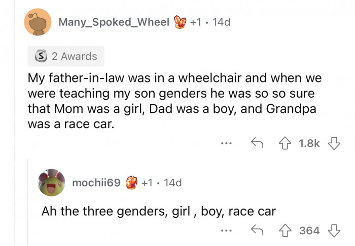 Those are the three genders.