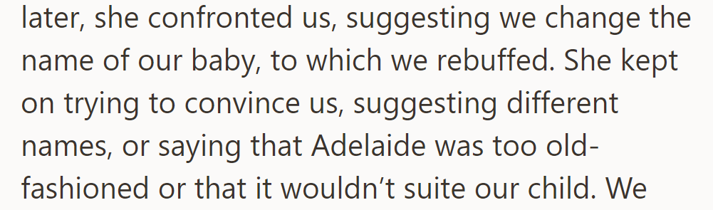 She pushed for a name change, but they held their ground.