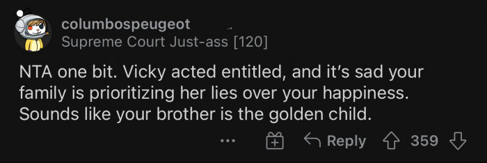 OP's family should not be prioritizing the SIL over her.