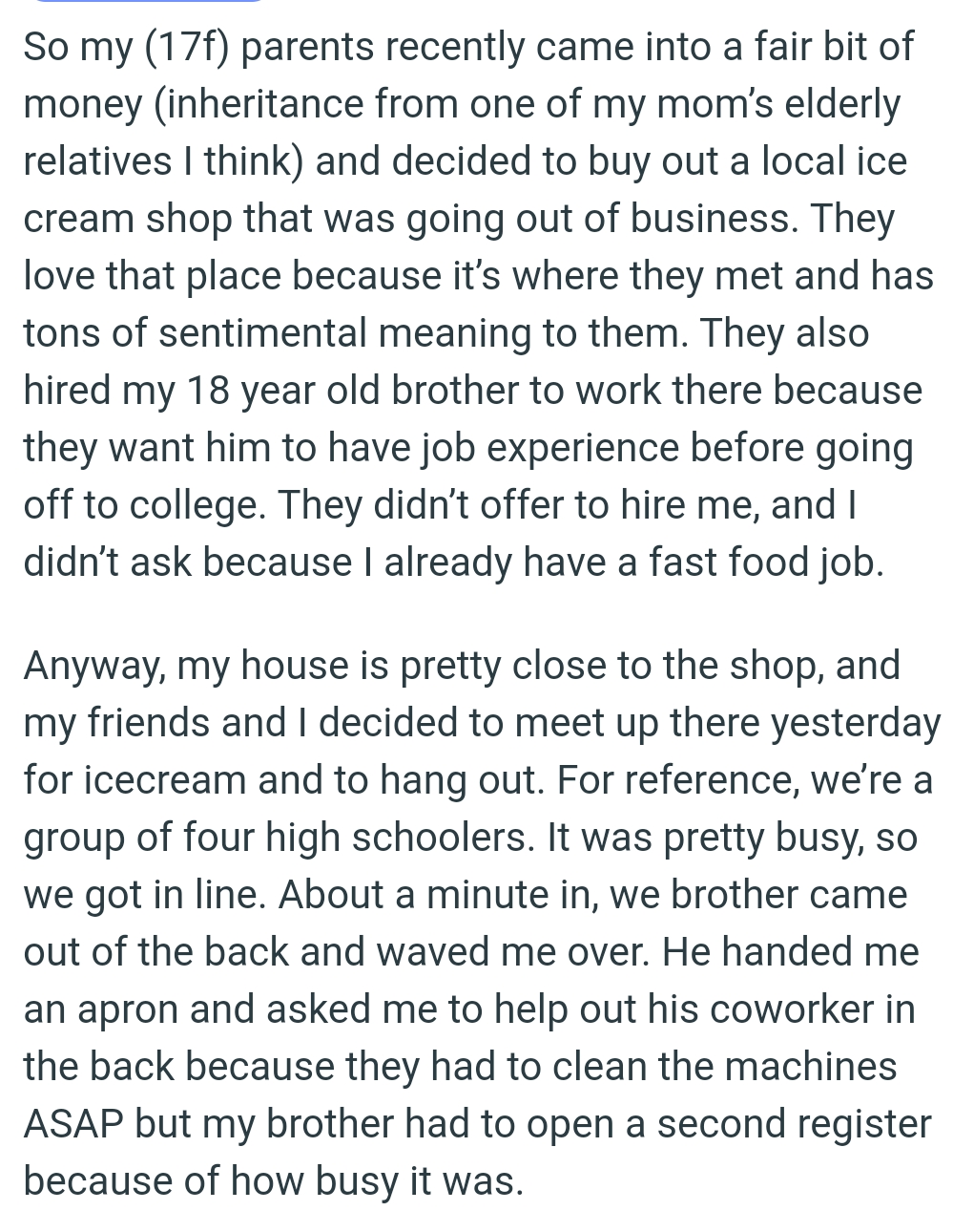 They Also Hired OP's 18-Year-Old Brother to Work There