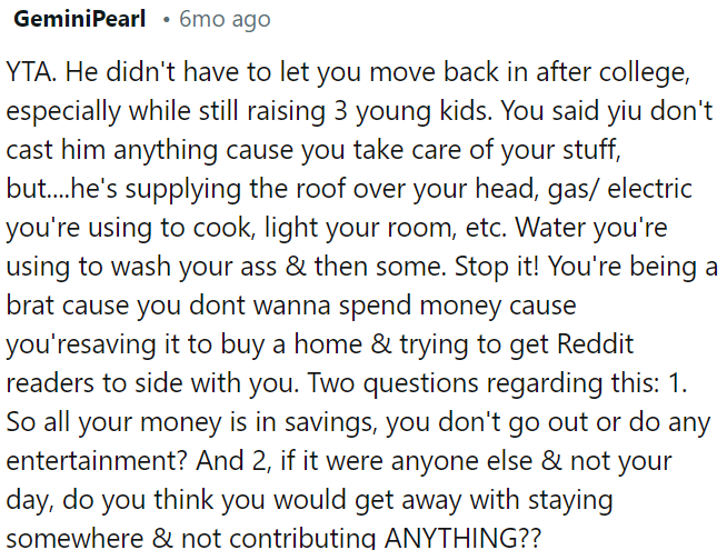 OP is being selfish.