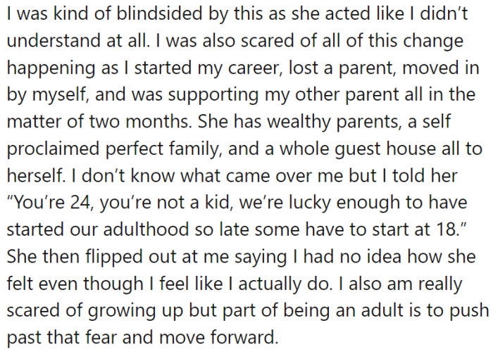 OP was pretty shocked. He was already dealing with a lot of changes.