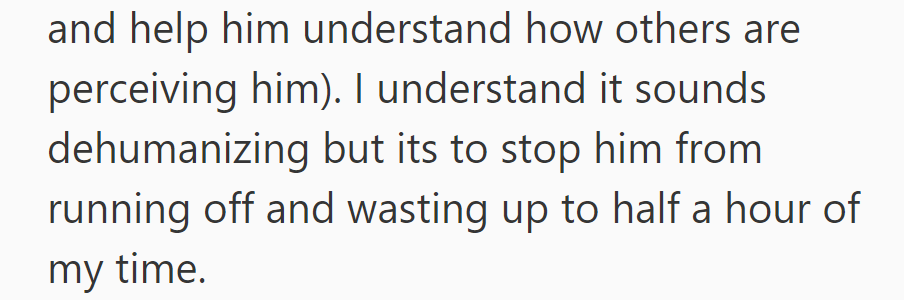 OP uses this method to help J understand how others perceive him, aiming to prevent time wastage.