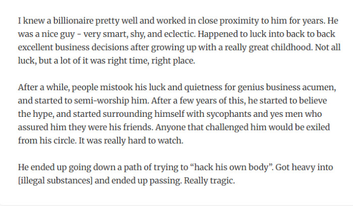 11. Early success turned into isolation and self-destruction for a once-smart entrepreneur