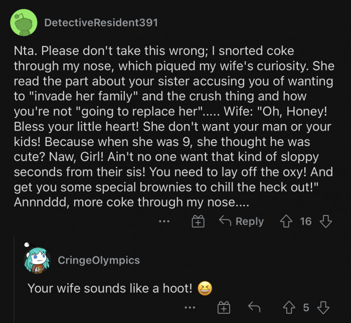 No one is trying to steal your husband, hun.