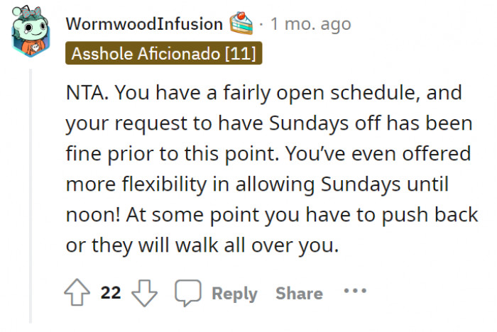 OP should assert that she had a prior arrangement to which they agreed, or else the new manager will continue to 