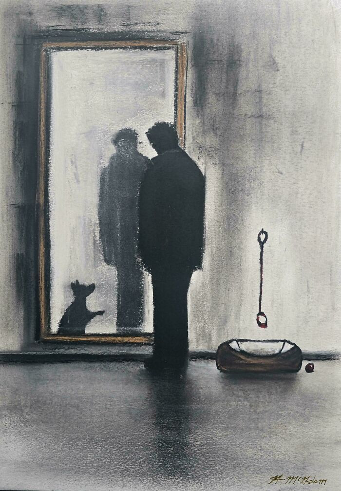 "Empty Bed. Original Charcoal And Pastel Art By Me"