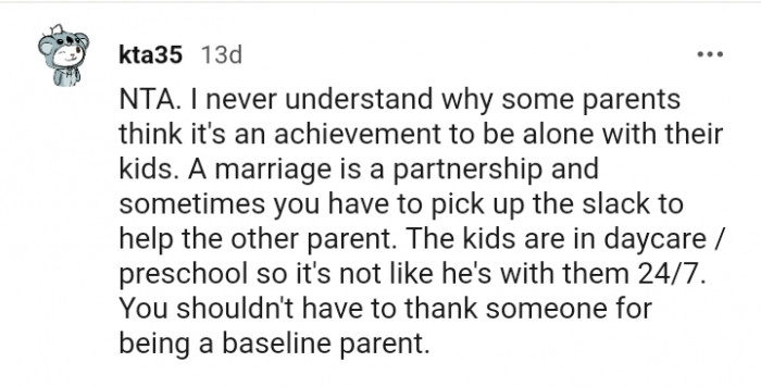 Sometimes you have to pick up the slack in marriage